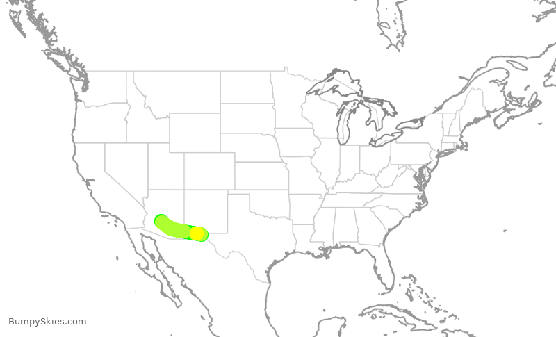Turbulence forecast map for SKW4997, ELP to PHX