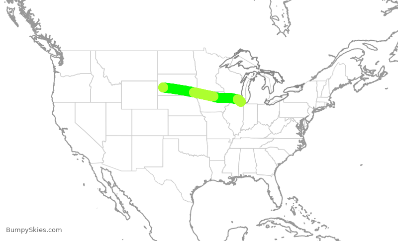 Turbulence forecast map for SKW4997, RAP to ORD