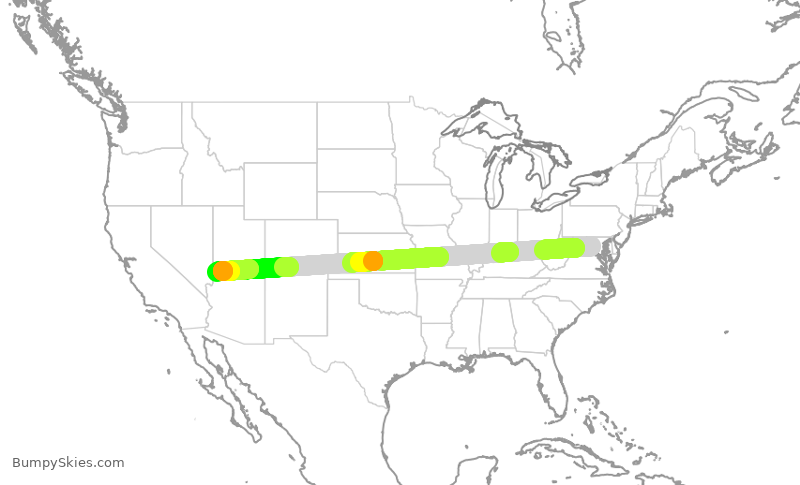Turbulence forecast map for SKW4, IAD to SGU
