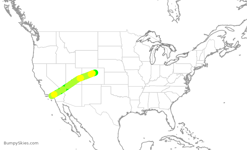 Turbulence forecast map for SKW5003, DEN to LAX