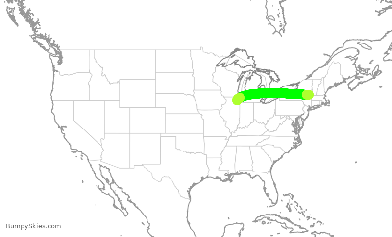 Turbulence forecast map for SKW5004, ALB to ORD