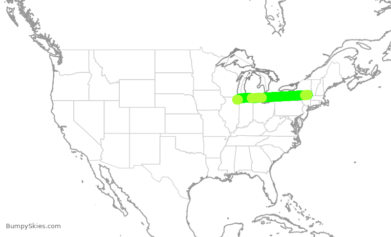 Turbulence forecast map for SKW5004, ORD to ALB