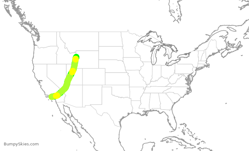 Turbulence forecast map for SKW5011, JAC to LAX