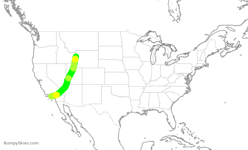 Turbulence forecast map for SKW5012, JAC to LAX