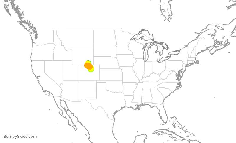 Turbulence forecast map for SKW5018, LAR to DEN