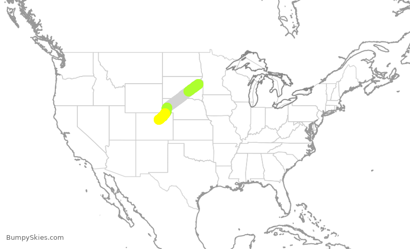 Turbulence forecast map for SKW5019, ATY to DEN
