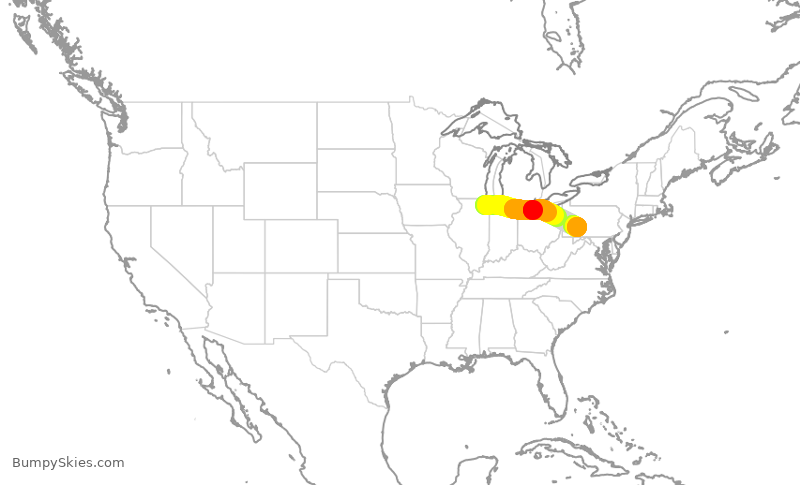 Turbulence forecast map for SKW5026, ORD to JST