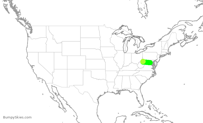 Turbulence forecast map for SKW5030, IAD to CKB