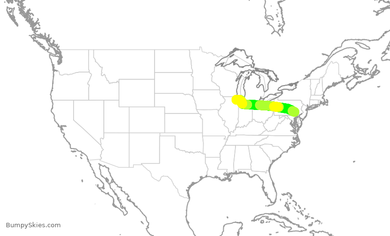 Turbulence forecast map for SKW5034, LNS to ORD