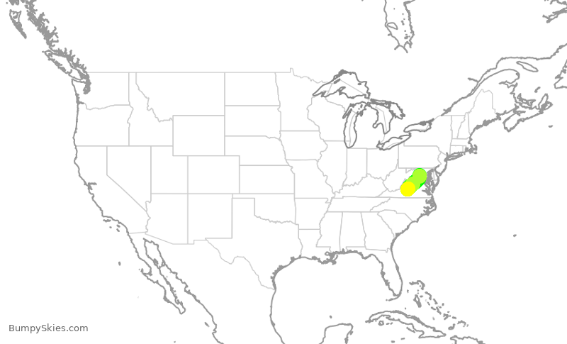 Turbulence forecast map for SKW5038, IAD to LYH