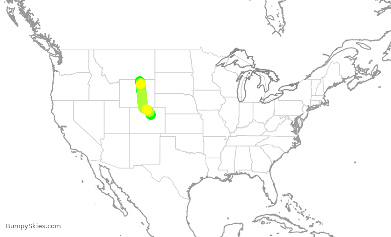 Turbulence forecast map for SKW5040, SHR to DEN