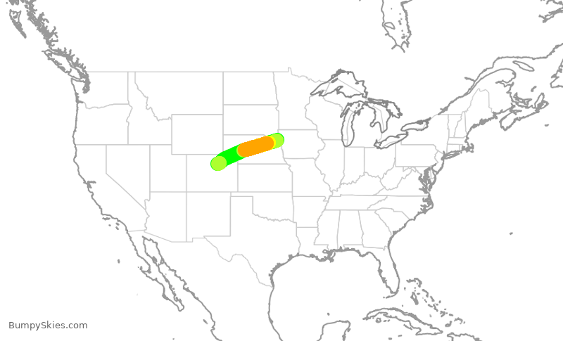 Turbulence forecast map for SKW5042, SUX to DEN