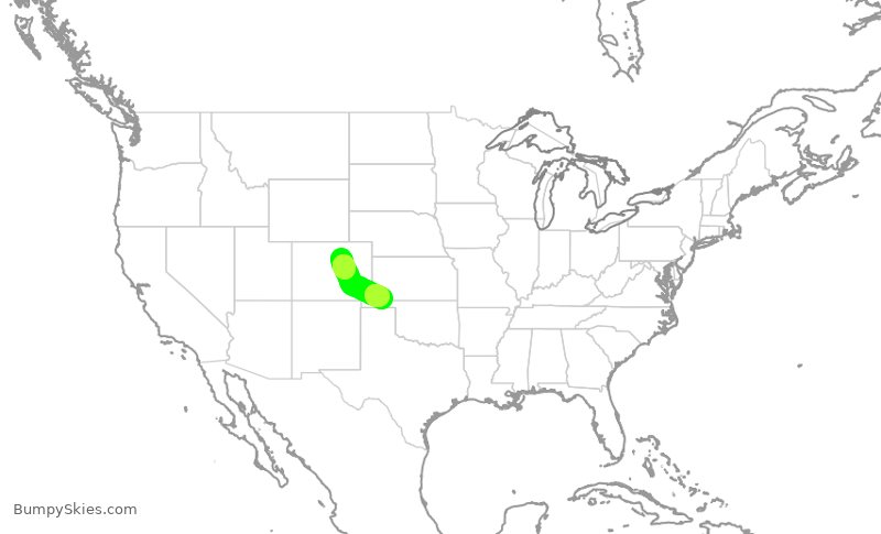 Turbulence forecast map for SKW5046, DEN to LBL