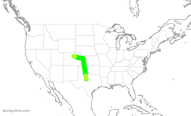 Turbulence forecast map for SKW5047, DEN to ABI
