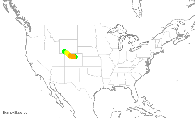 Turbulence forecast map for SKW5051, DEN to RKS