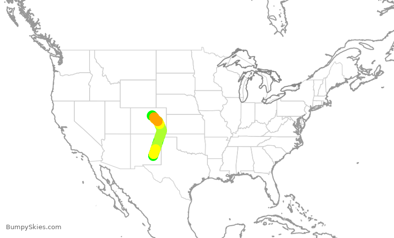 Turbulence forecast map for SKW5057, ROW to DEN