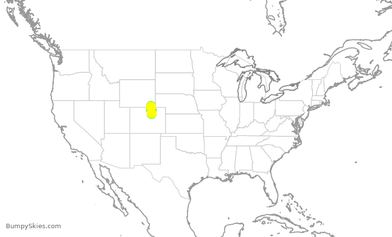 Turbulence forecast map for SKW5063, CYS to DEN