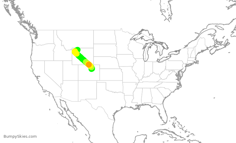 Turbulence forecast map for SKW5063, DEN to COD