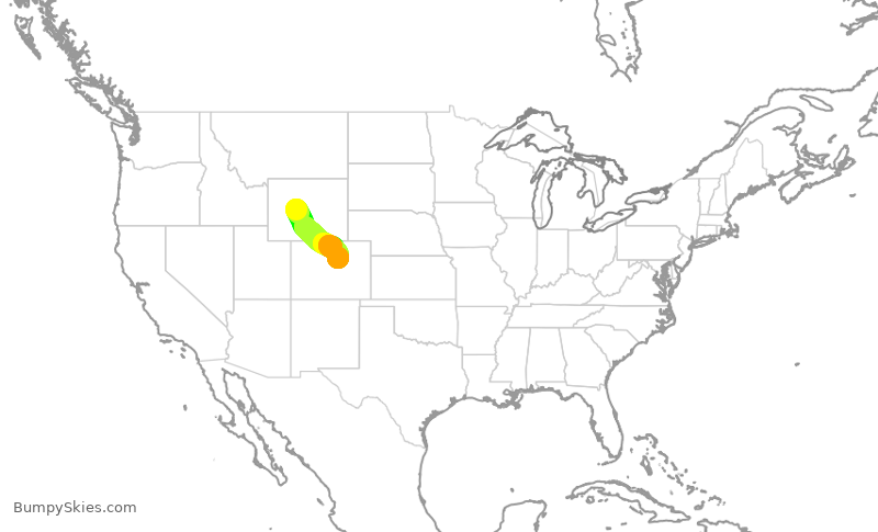 Turbulence forecast map for SKW5063, RIW to DEN