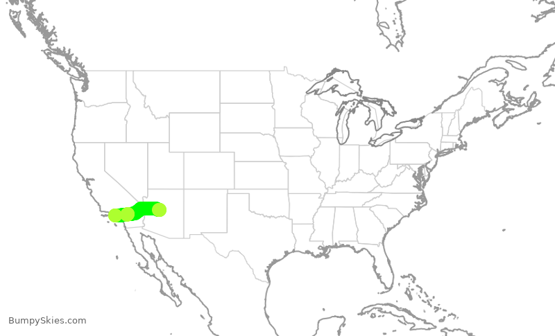 Turbulence forecast map for SKW5066, PRC to LAX