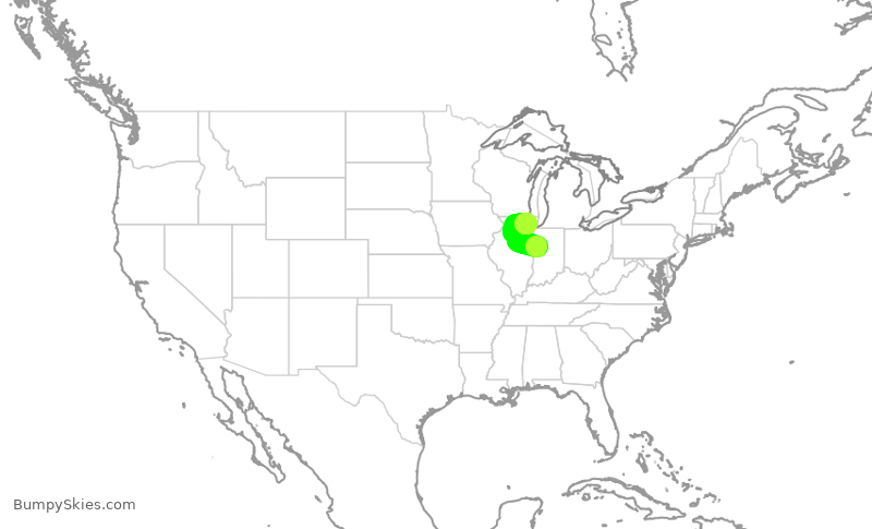 Turbulence forecast map for SKW5070, LAF to ORD