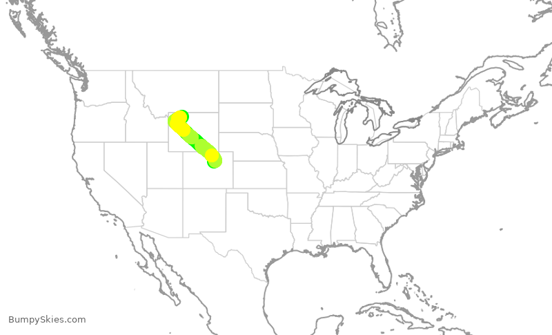 Turbulence forecast map for SKW5075, DEN to COD