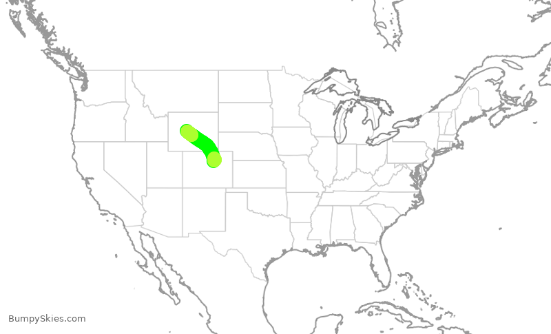 Turbulence forecast map for SKW5077, DEN to RIW