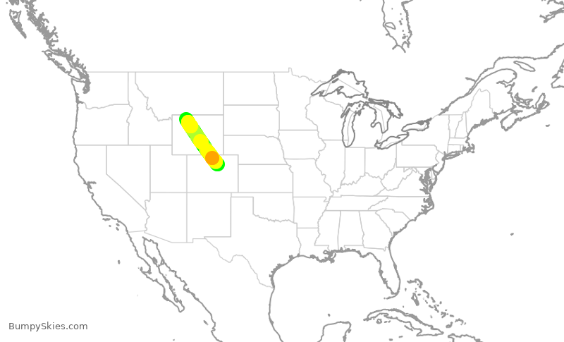 Turbulence forecast map for SKW5078, DEN to COD