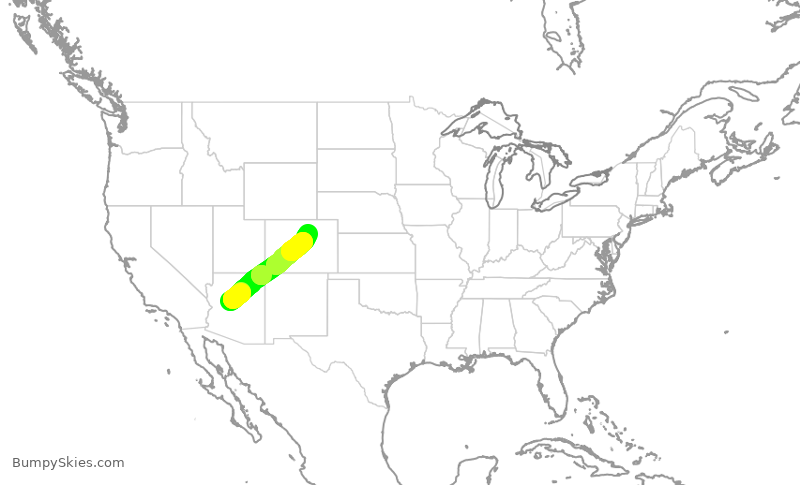 Turbulence forecast map for SKW5078, PRC to DEN