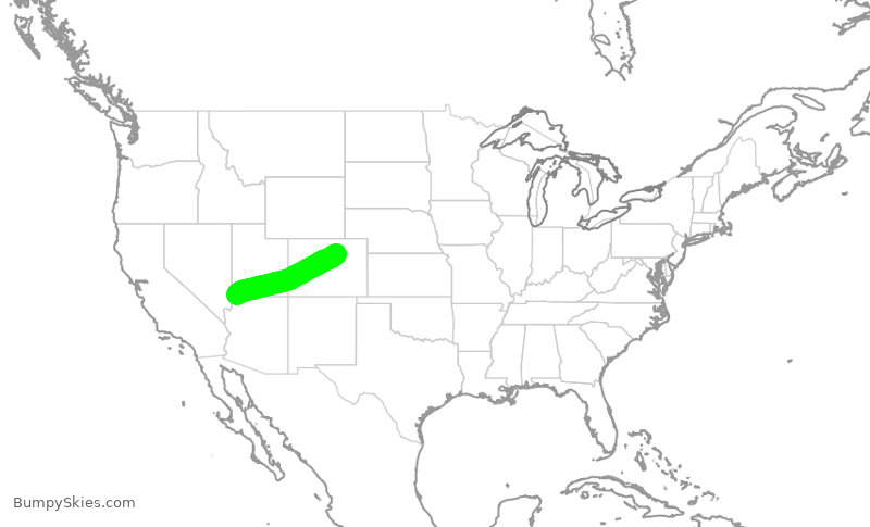 Turbulence forecast map for SKW5078, SGU to DEN