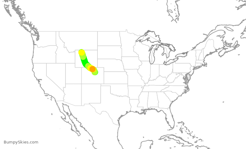 Turbulence forecast map for SKW5079, COD to DEN