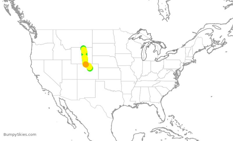 Turbulence forecast map for SKW5079, SHR to DEN