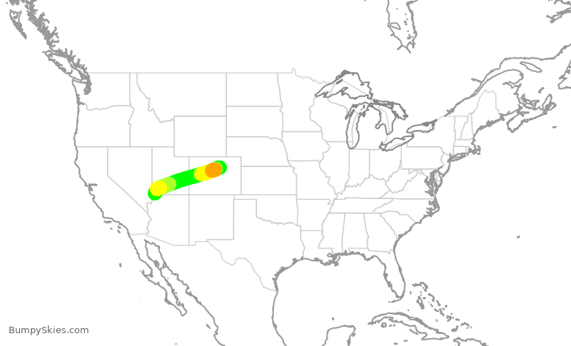 Turbulence forecast map for SKW5082, DEN to SGU