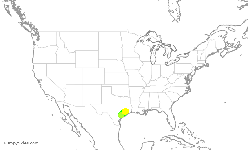 Turbulence forecast map for SKW5094, VCT to IAH