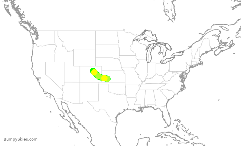 Turbulence forecast map for SKW5095, DDC to DEN