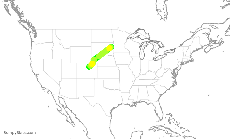 Turbulence forecast map for SKW5096, ATY to DEN