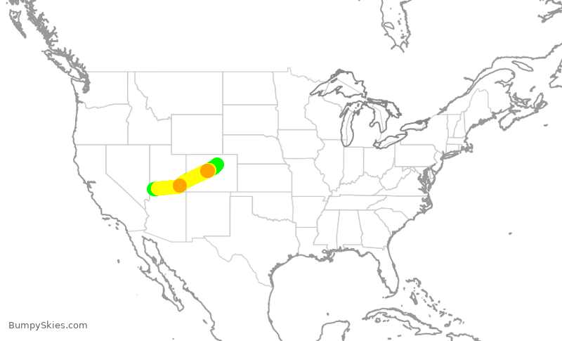 Turbulence forecast map for SKW5097, SGU to DEN