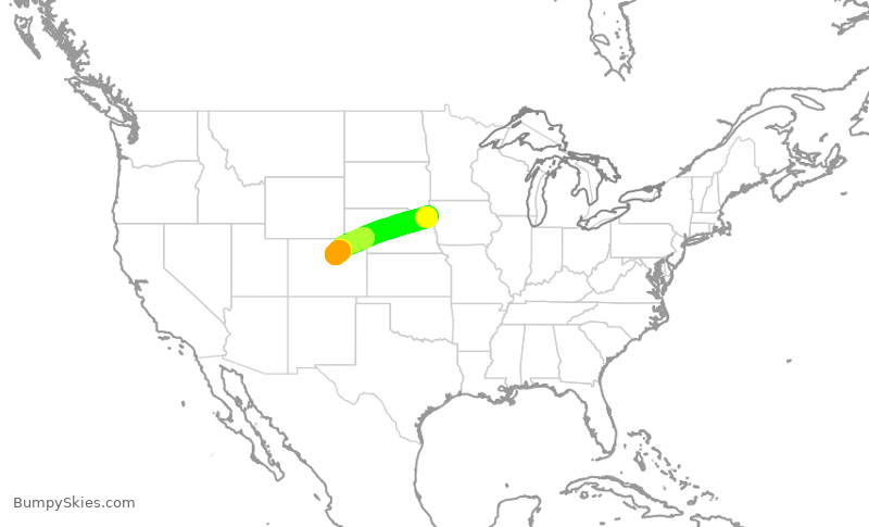 Turbulence forecast map for SKW5101, SUX to DEN