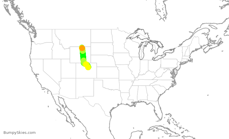 Turbulence forecast map for SKW5102, SHR to DEN