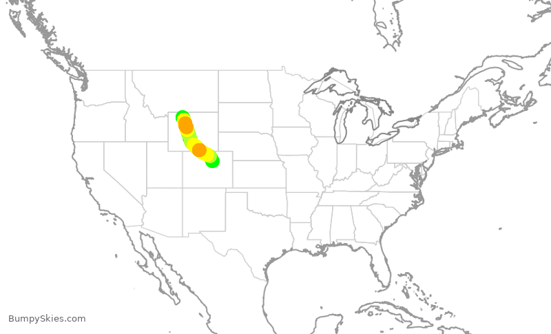 Turbulence forecast map for SKW5103, COD to DEN