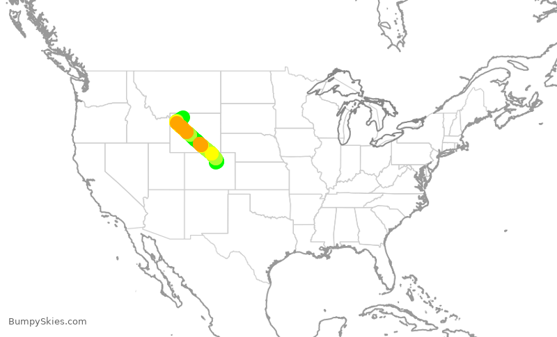 Turbulence forecast map for SKW5103, DEN to COD