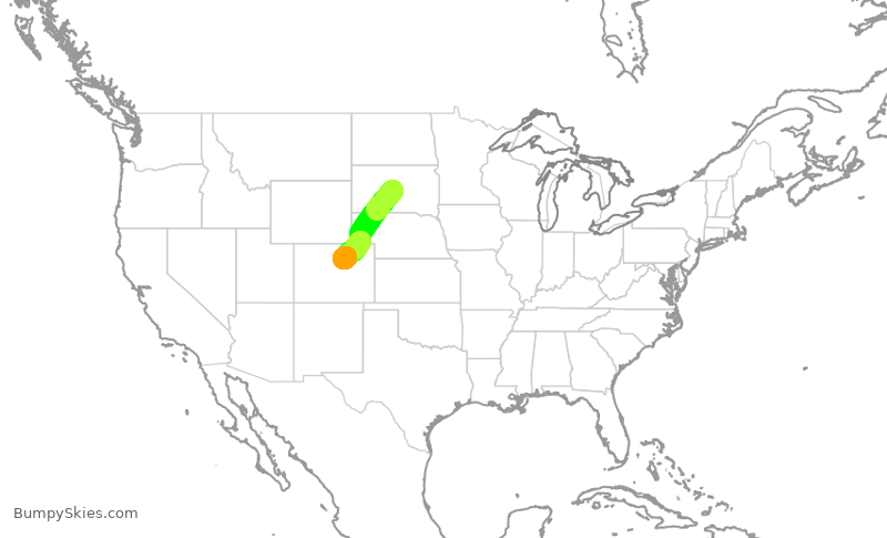 Turbulence forecast map for SKW5103, PIR to DEN