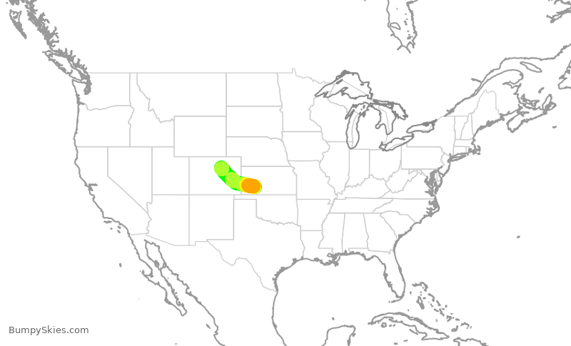 Turbulence forecast map for SKW5104, DDC to DEN