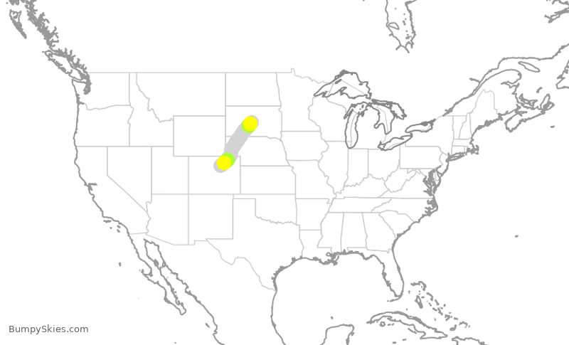 Turbulence forecast map for SKW5104, PIR to DEN