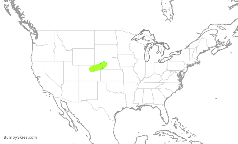 Turbulence forecast map for SKW5107, LBF to DEN