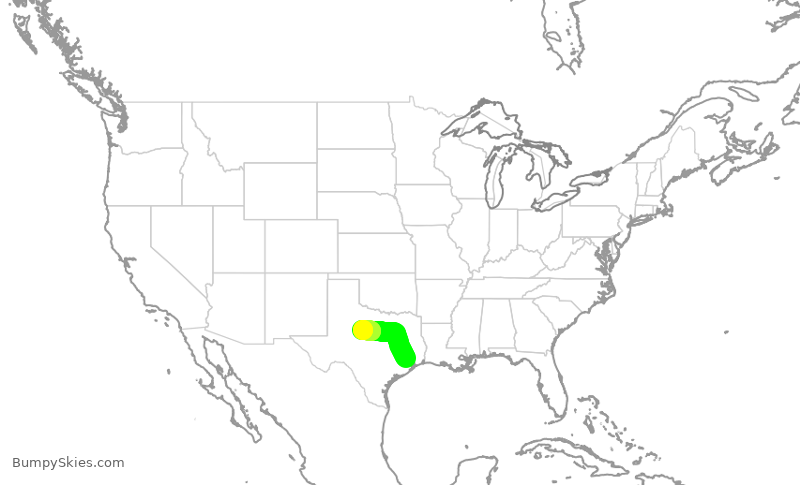 Turbulence forecast map for SKW5112, IAH to ABI