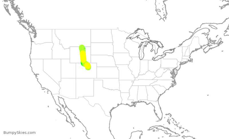 Turbulence forecast map for SKW5113, SHR to DEN