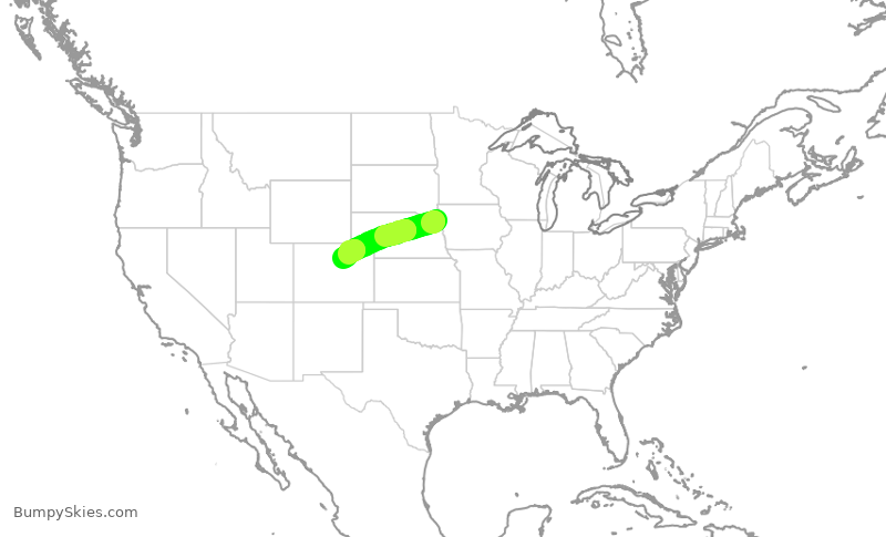 Turbulence forecast map for SKW5114, SUX to DEN