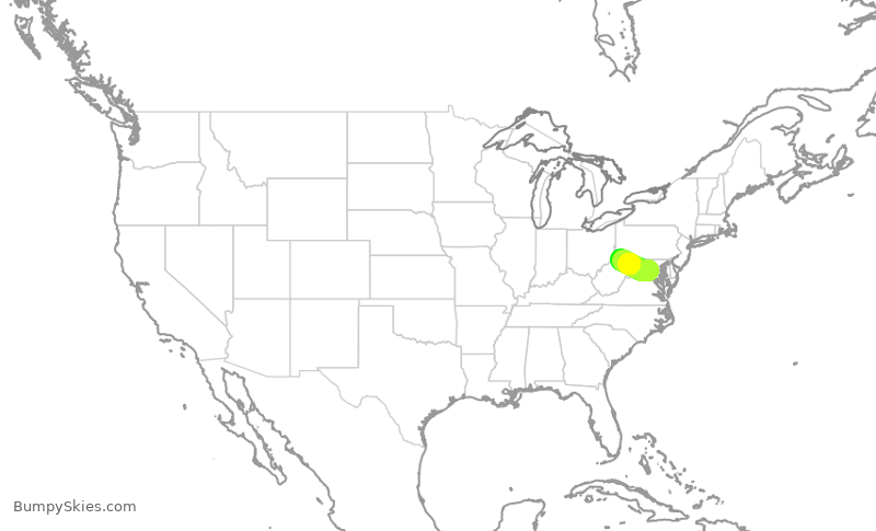 Turbulence forecast map for SKW5118, IAD to MGW