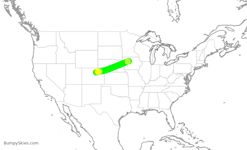 Turbulence forecast map for SKW5119, DEN to FOD